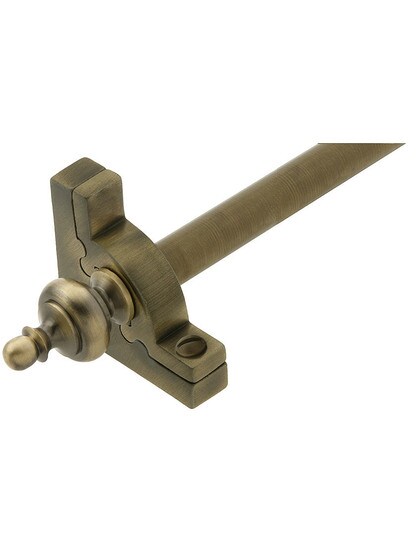 28.5 inch Sovereign Urn Tip Stair Rod - 1/2 inch Diameter Brass With Standard Brackets in Antique Brass Finish